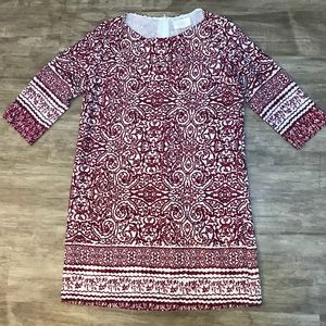 Red & white 3/4 sleeve dress